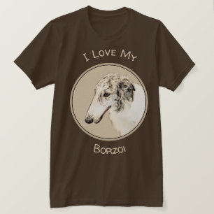 Borzoi (Silver Brindle) Painting Original Dog Art T-Shirt