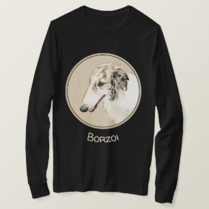 Borzoi (Silver Brindle) Painting Original Dog Art T-Shirt