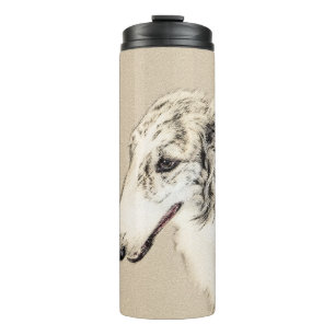 Borzoi (Silver Brindle) Painting Original Dog Art Thermal Tumbler
