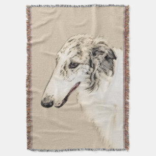 Borzoi (Silver Brindle) Painting Original Dog Art Throw Blanket