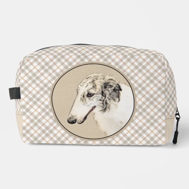 Borzoi Silver Brindle Painting Wolfhound Dog Art Dopp Kit (Front)