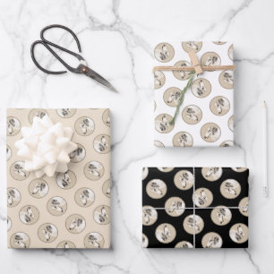 Borzoi Silver Brindle Painting Wolfhound Dog Art Wrapping Paper Sheet