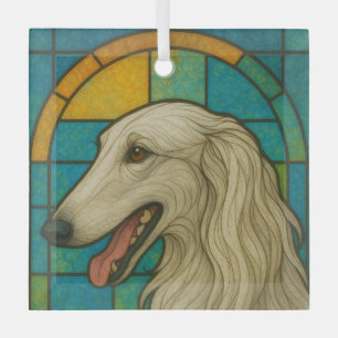 Borzoi "Stained Glass" Glass Tree Decoration