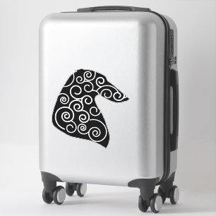 Borzoi Swirl Portrait Die Cut Vinyl Sticker