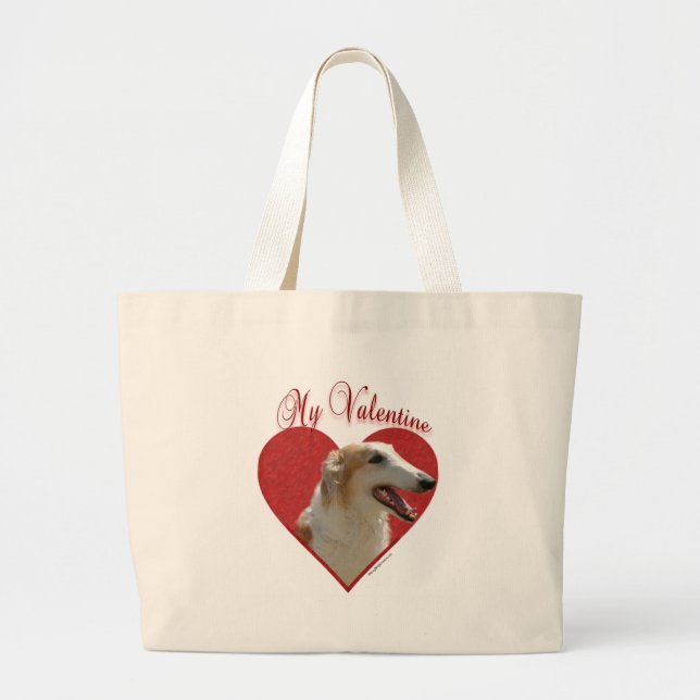 Borzoi Valentine Large Tote Bag (Front)