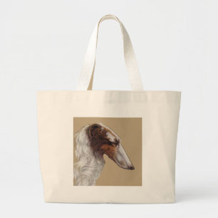 Borzoi Vintage Head Large Tote Bag