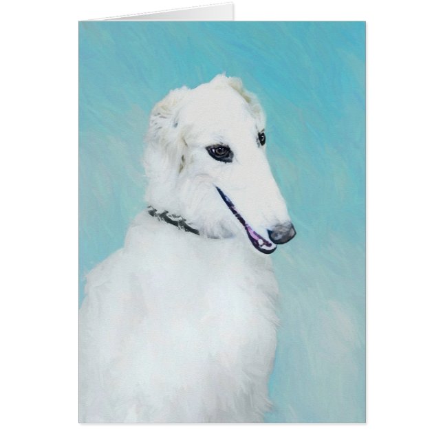 Borzoi (White) Painting - Cute Original Dog Art (Front)