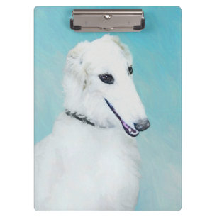 Borzoi (White) Painting - Cute Original Dog Art Clipboard