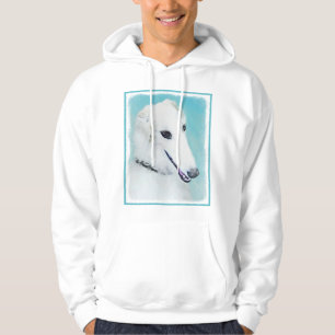 Borzoi (White) Painting - Cute Original Dog Art Hoodie
