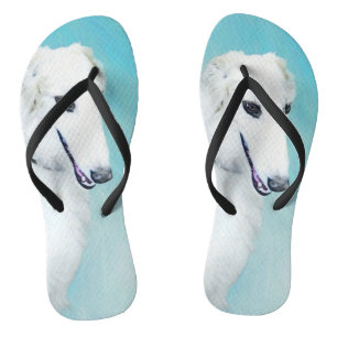 Borzoi (White) Painting - Cute Original Dog Art Jandals