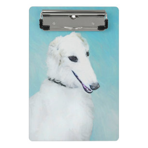 Borzoi (White) Painting - Cute Original Dog Art Mini Clipboard
