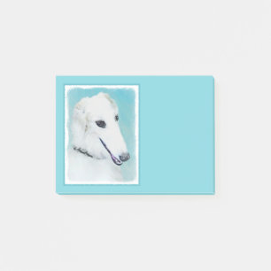 Borzoi (White) Painting - Cute Original Dog Art Post-it Notes