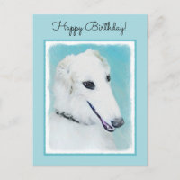 Borzoi (White) Painting - Cute Original Dog Art