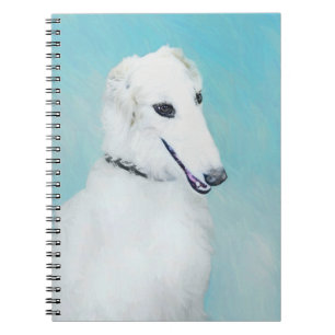 Borzoi (White) Painting - Cute Original Dog Art Spiral Notebook