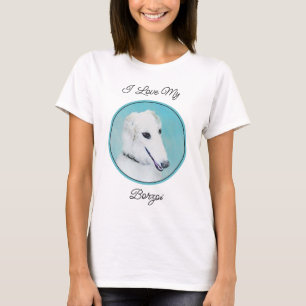Borzoi (White) Painting - Cute Original Dog Art T-Shirt