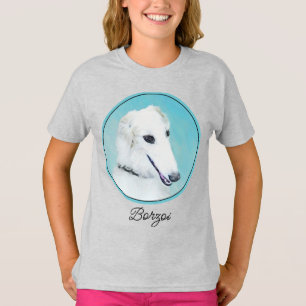 Borzoi (White) Painting - Cute Original Dog Art T- T-Shirt