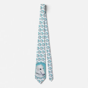 Borzoi (White) Painting - Cute Original Dog Art Tie