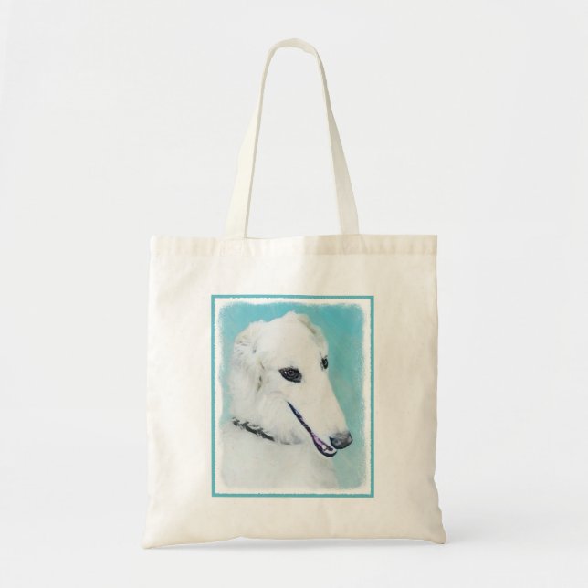Borzoi (White) Painting - Cute Original Dog Art Tote Bag (Front)