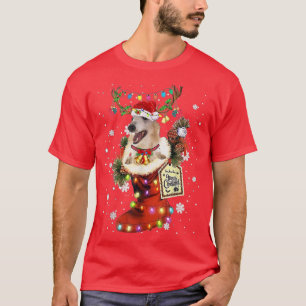 Borzoi Xmas Boot Christmas Sock Winter Snow T-Shirt