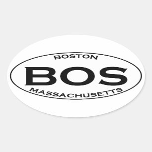 BOS - Boston Massachusetts Oval Logo Sticker