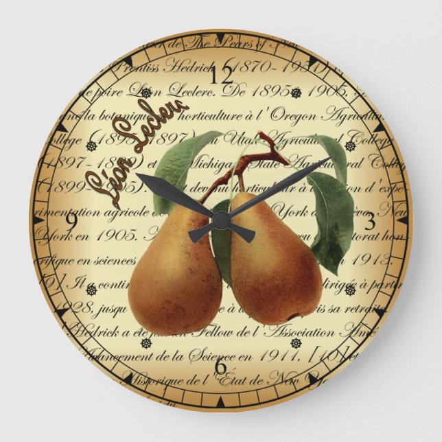 Bosc Pears~Léon Leclerc~Ulysses Prentiss Hedrick~  Large Clock (Front)