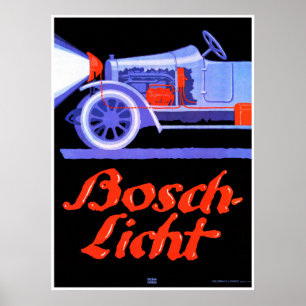 BOSCH LIGHT Automobile Car Ad Vintage Automotive Poster