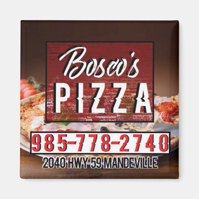 Bosco's Square Magnet Pizza (Front)