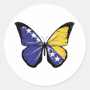 Bosnia and Herzegovina Butterfly Flag Classic Round Sticker