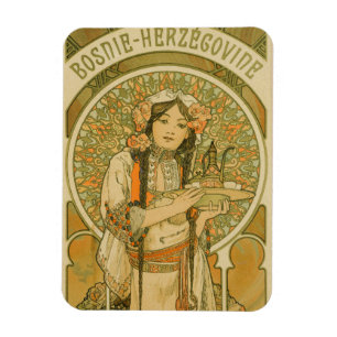 Bosnia and Herzegovina by Alphonse Mucha (1900) Magnet