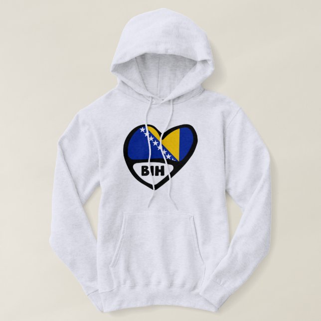Bosnia and Herzegovina Country Code Flag Heart BIH Hoodie (Design Front)