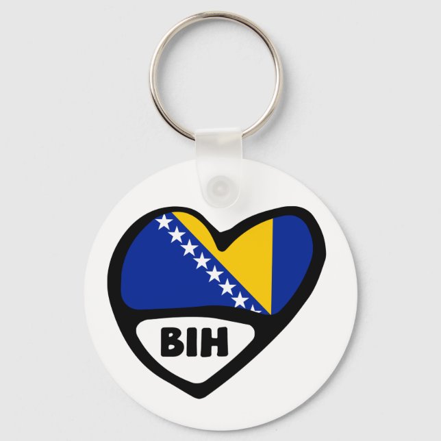 Bosnia and Herzegovina Country Code Flag Heart BIH Key Ring (Front)