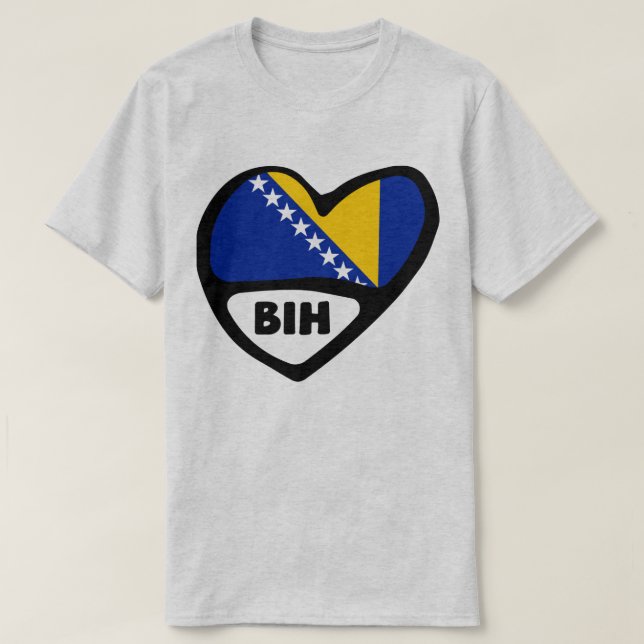 Bosnia and Herzegovina Country Code Flag Heart BIH T-Shirt (Design Front)