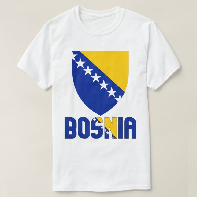 Bosnia and Herzegovina Flag and Coat Of Arms T-Shirt (Design Front)