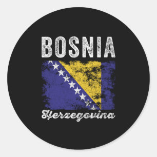 Bosnia and Herzegovina Flag Distressed Classic Round Sticker
