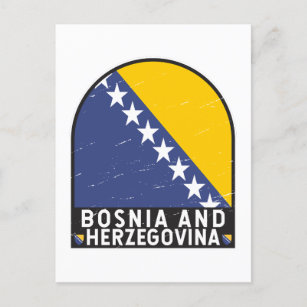 Bosnia and Herzegovina Flag Emblem Distressed Postcard