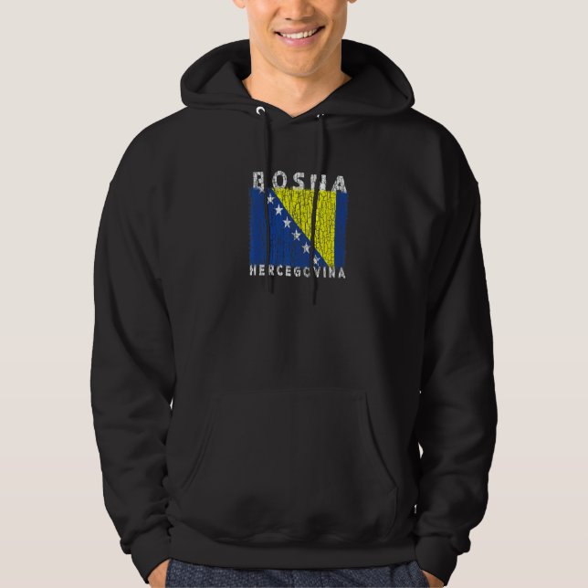 Bosnia and Herzegovina Flag Used Look For Bosnians Hoodie (Front)