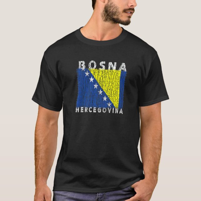 Bosnia and Herzegovina Flag Used Look For Bosnians T-Shirt (Front)