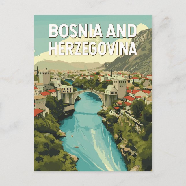 Bosnia and Herzegovina Illustration Travel Art Postcard (Front)