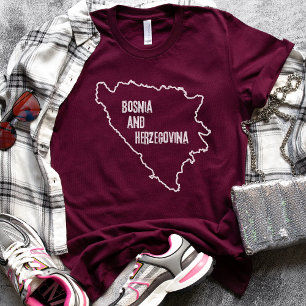 Bosnia and Herzegovina Map Tee Shirt Country Line