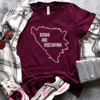 Bosnia and Herzegovina Map Tee Shirt Country Line