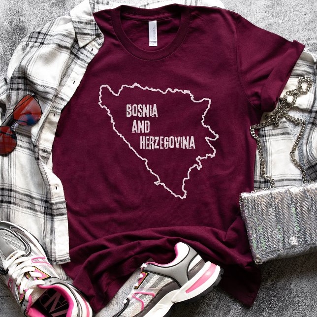  Bosnia and Herzegovina Map Tee Shirt Country Line (Creator Uploaded)