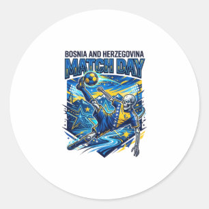 Bosnia and Herzegovina Match Day Skeleton Striker Classic Round Sticker