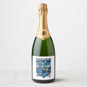Bosnia and Herzegovina Match Day Skeleton Striker Sparkling Wine Label