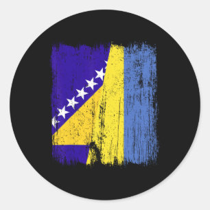 Bosnia And Herzegovina Ukraine Half Flag Classic Round Sticker