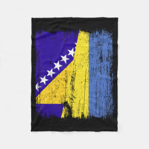 Bosnia And Herzegovina Ukraine Half Flag  Fleece Blanket