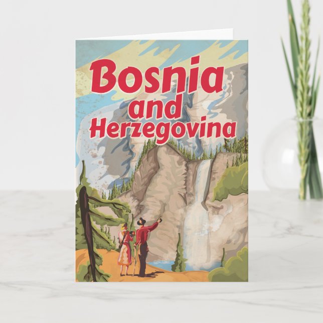 Bosnia and Herzegovina Vintage Travel Poster Holiday Card (Front)