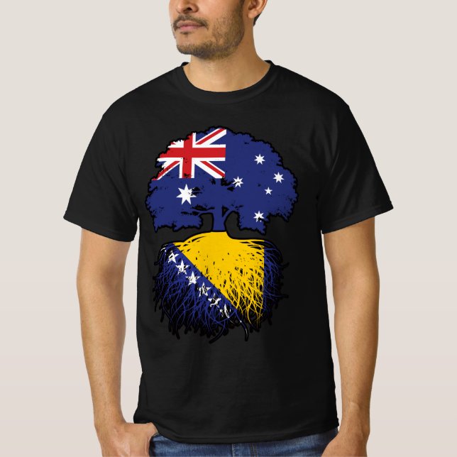 Bosnia Bosnian Australian Australia Tree Roots T-Shirt (Front)