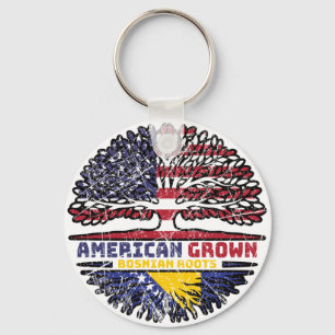 Bosnia Bosnian US American USA United States Tree Key Ring
