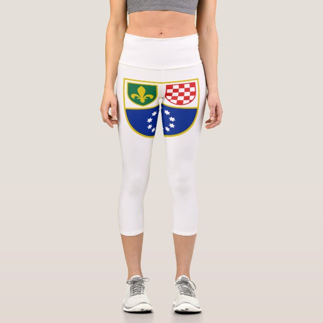 Bosnia Herzegovina Federation Flag Capri Leggings (Front)