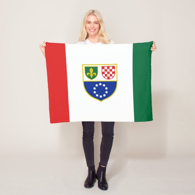 Bosnia Herzegovina Federation Flag Fleece Blanket (In Situ)